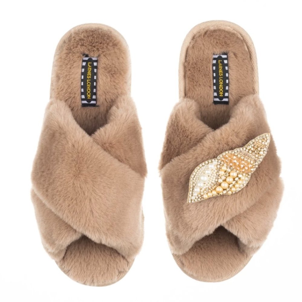 Laines Slippers with Gold & Pearl Shell